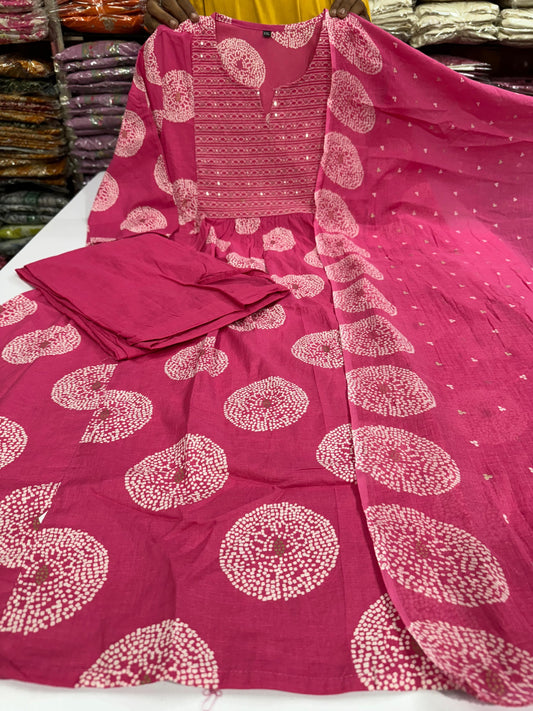 Dotted Bloom Afghani Kurta Set (With Dupatta)