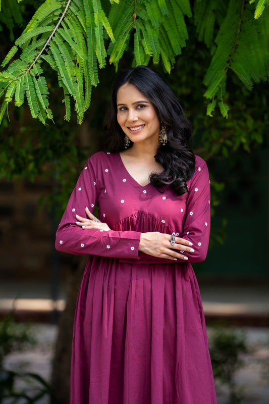 Flowy Floral Embroidered Anarkali Kurta Set