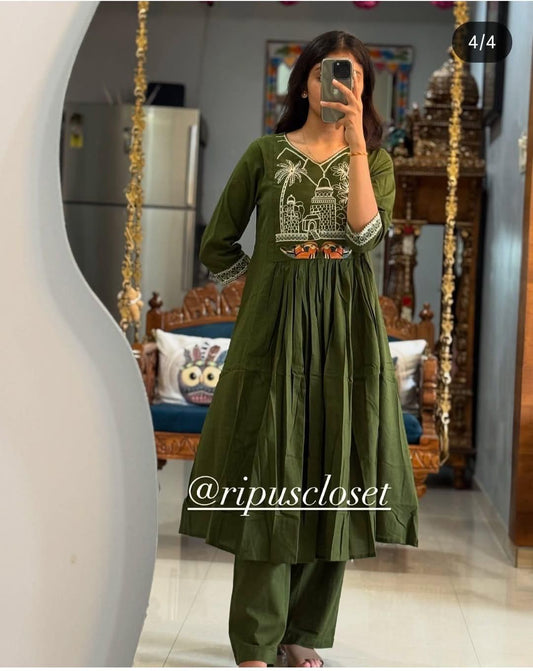 Heritage Embroidered Cotton Kurti Set