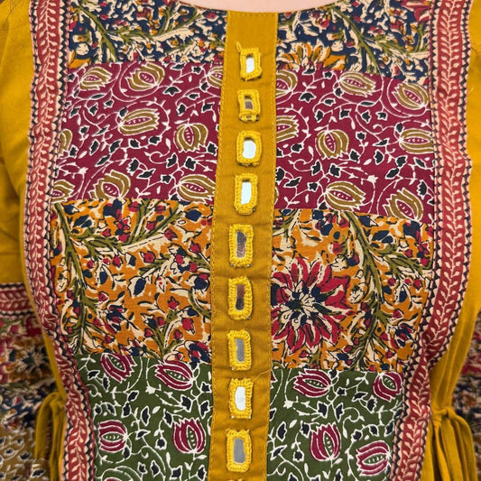 Handcrafted Embroidered Cotton Kurti Set